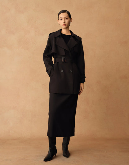 Marguerite Mid-Length Belted Trench Coat - Detail