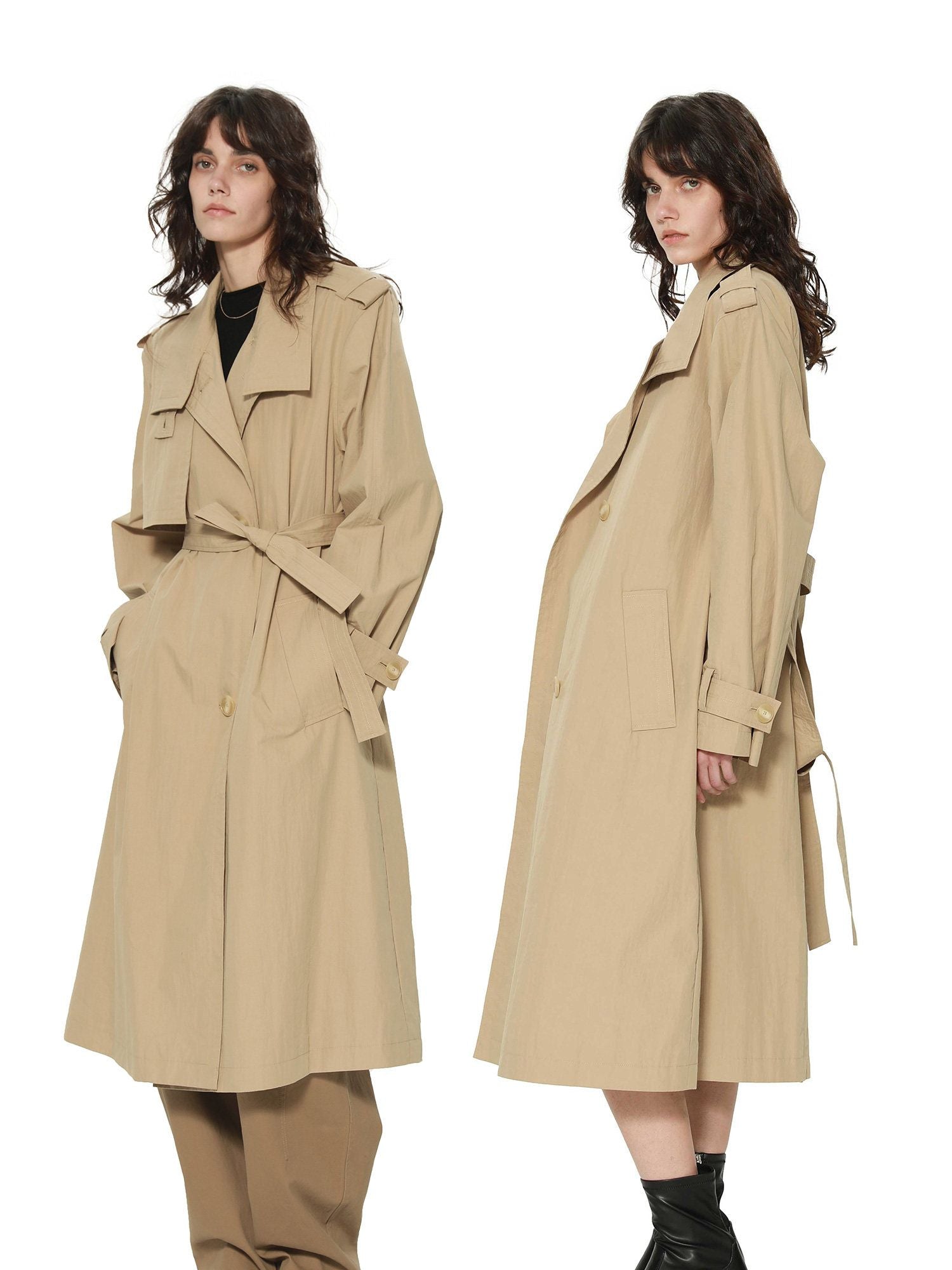 CELERI LONG TRENCH COAT deuxieme ベージュ Céline | Belted Long Trench Coat | Single-Breasted A-Line Trench