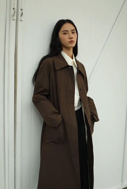 Laure Belted Long Coat - Brown