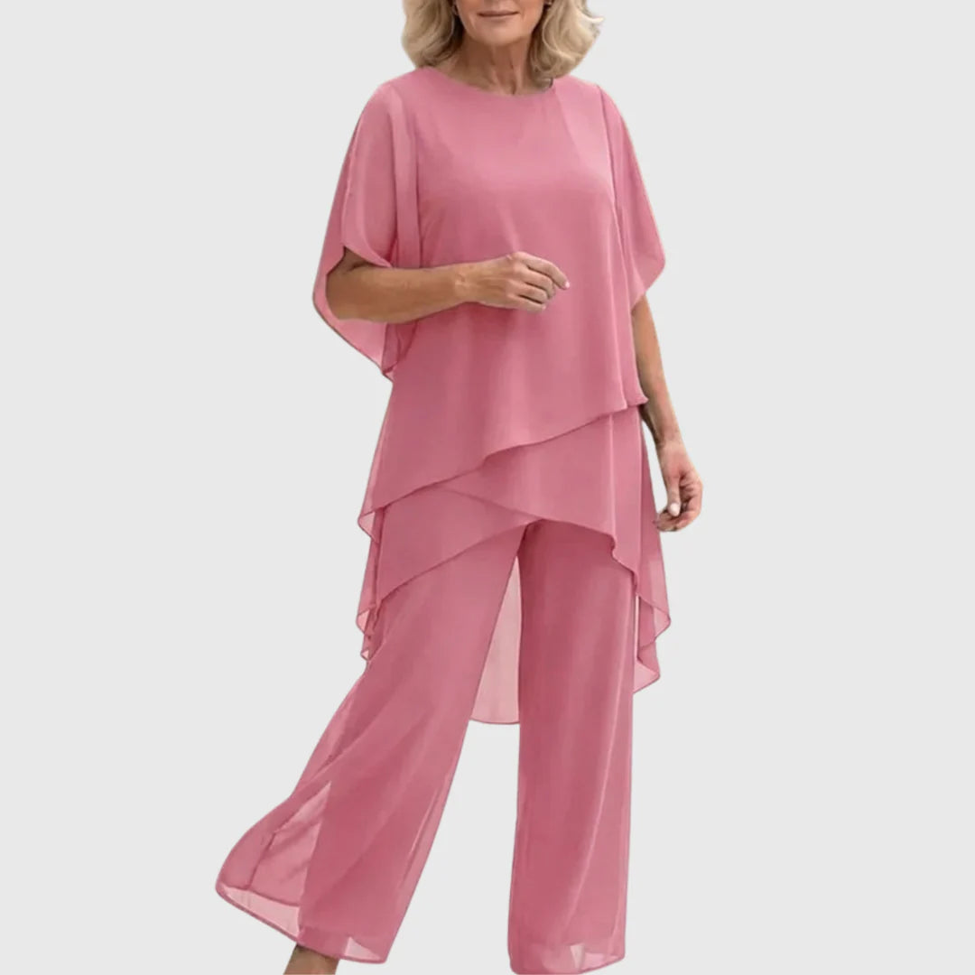 Lavinia | Draping Asymmetric Top & Palazzo Pants Set