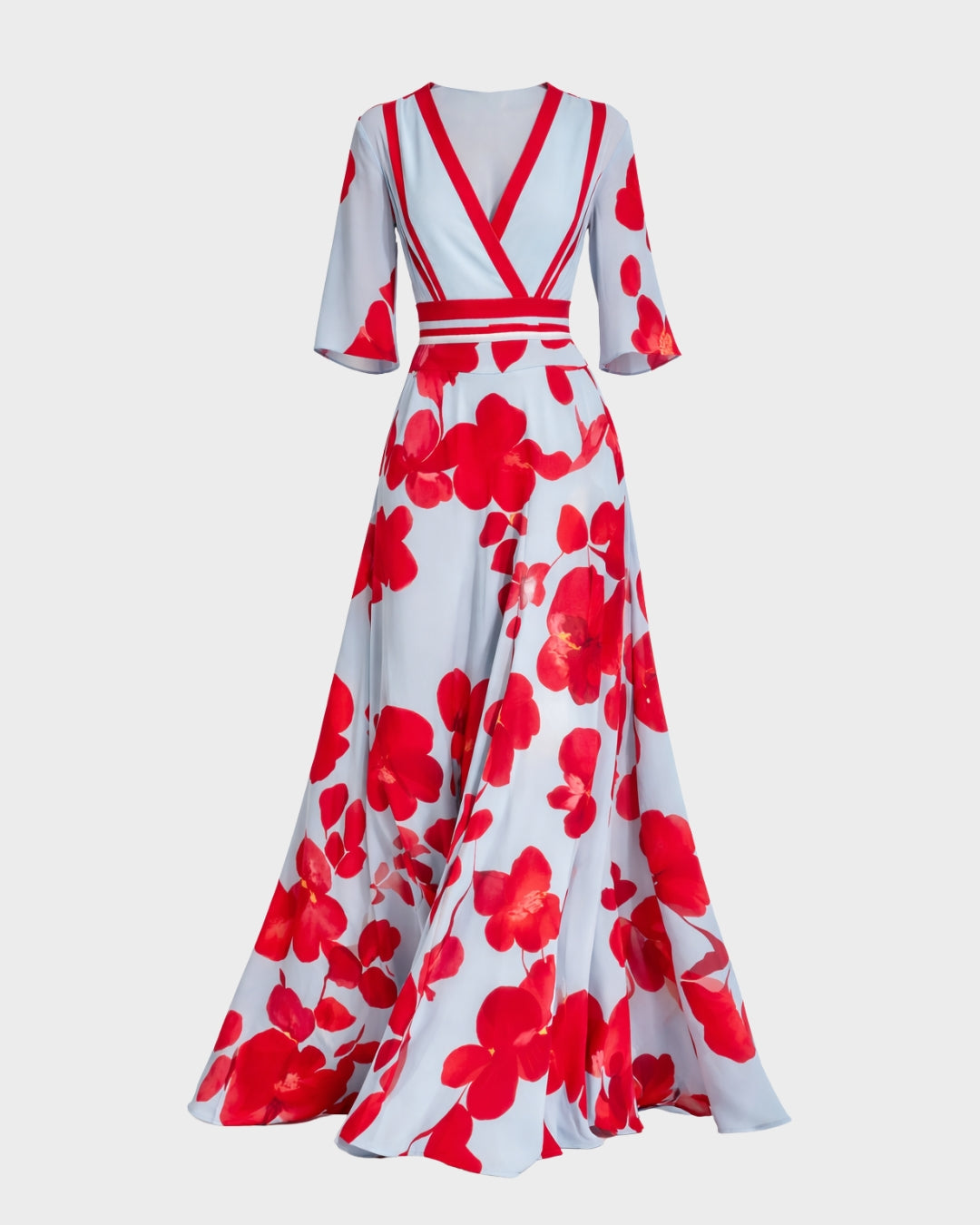 Pilar Deep V-Neck Elegant Long Maxi Dress | Norella Boutique Boston