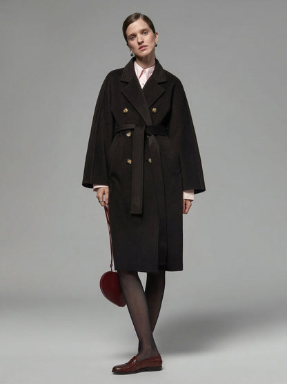 Carol Double-Breasted Wool Coat - Black Long Detail