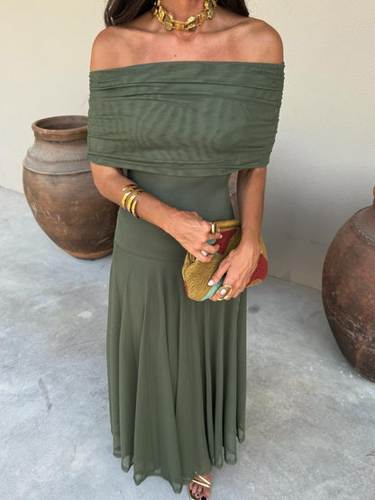 Toledo Asymmetric One-Shoulder Flowy Midi Dress | Norella Boutique Boston