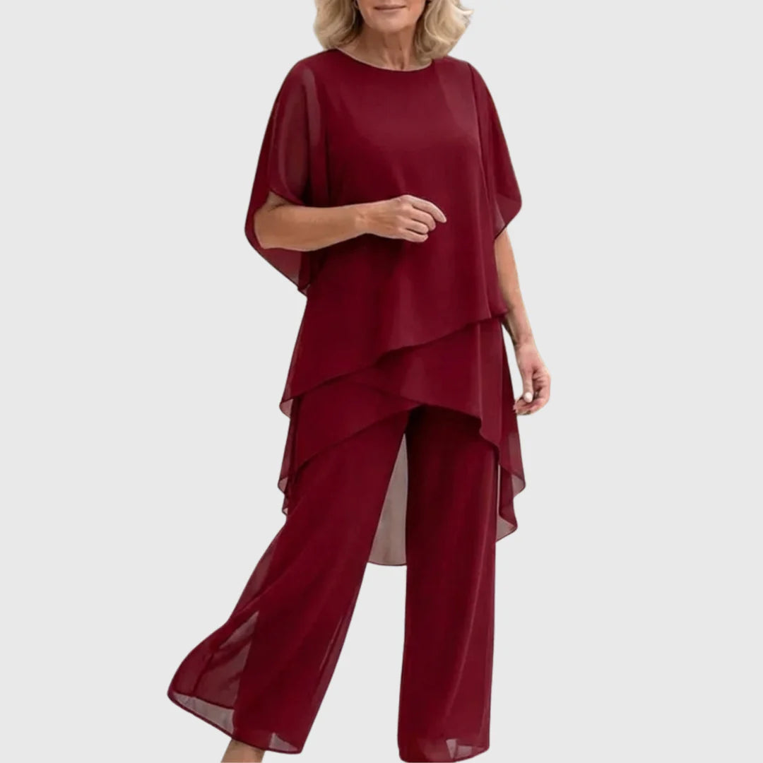 Lavinia | Draping Asymmetric Top & Palazzo Pants Set