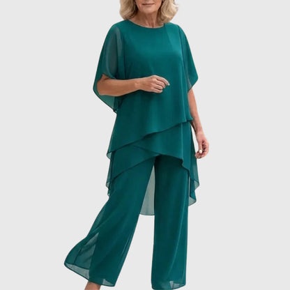 Lavinia | Draping Asymmetric Top & Palazzo Pants Set
