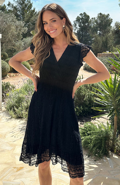 Bohemian Lace Black Midi Dress - Detail