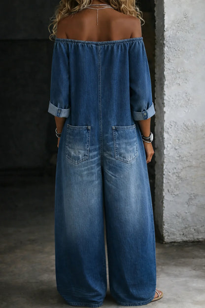 Elspeth | Long Sleeve Round Neck Denim Dress