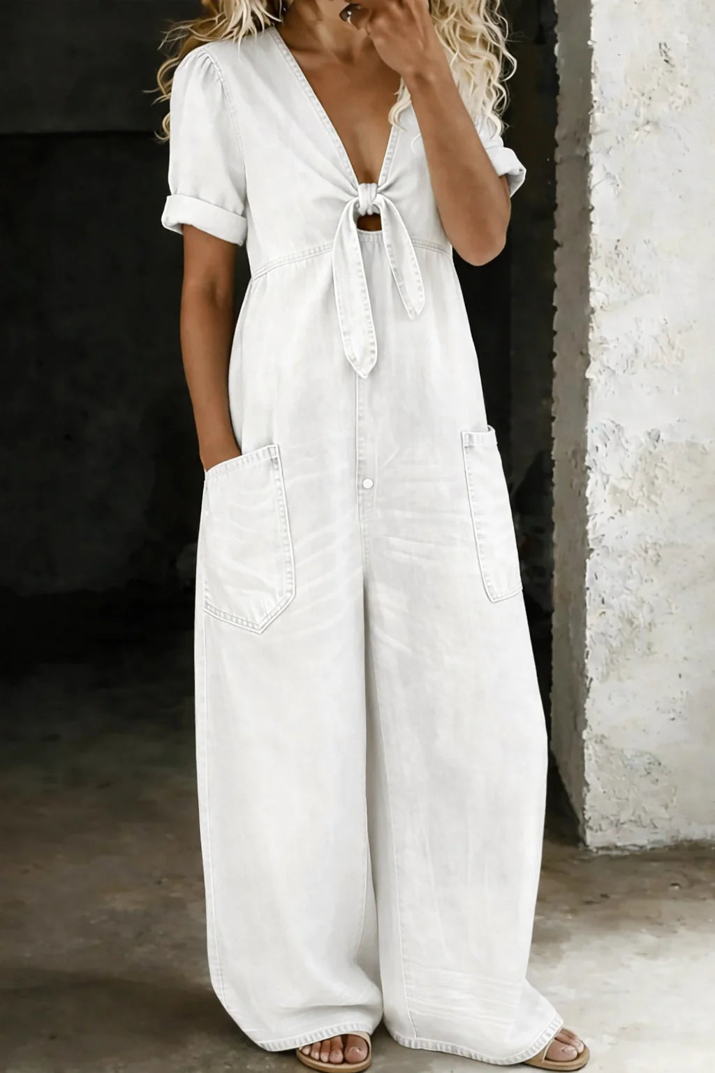Rosalind | V-Neck Short Sleeve Jumpsuit