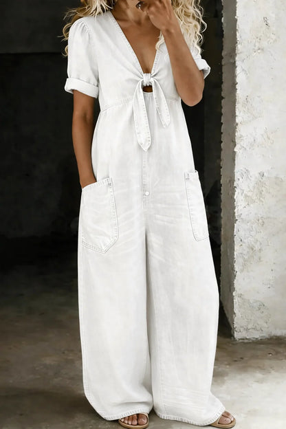 Rosalind | V-Neck Short Sleeve Jumpsuit