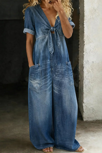 Rosalind | V-Neck Short Sleeve Jumpsuit