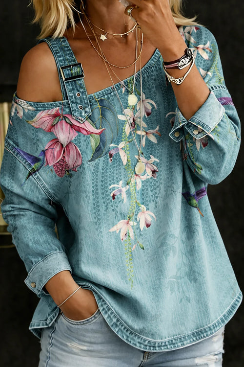 Margaux | Off-Shoulder Cowl Neck Top & Wide-Leg Jeans Set