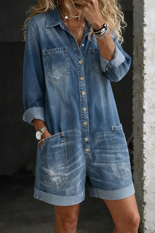 Calista | Casual Short Denim Jumpsuit