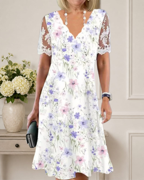 Amelia | Floral Lace Sleeve Dress