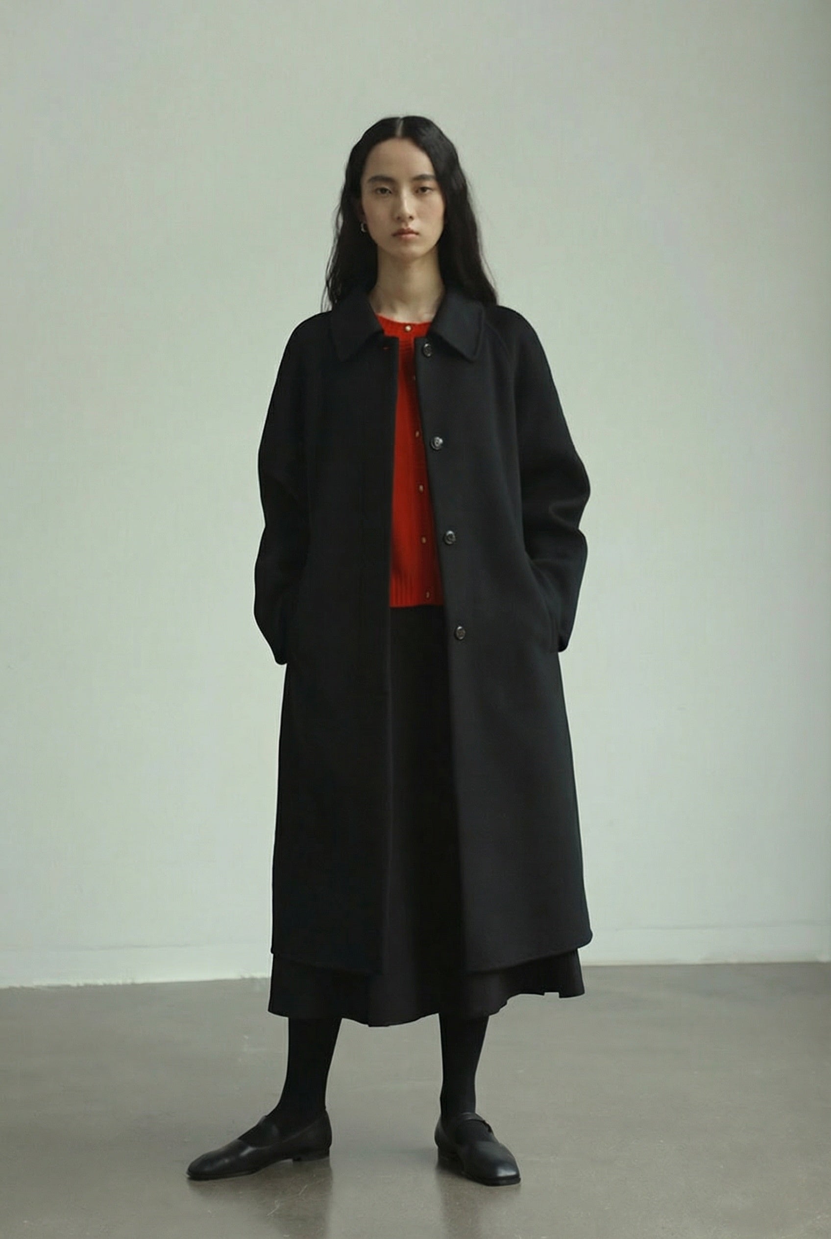 Chloe Belted Collar Coat - Black