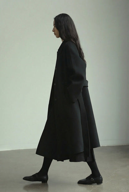 Chloe Belted Collar Coat - Black