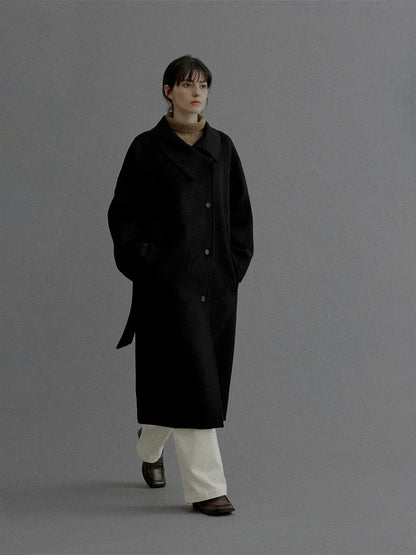 Eloise | Oversized Belted Wool Coat | Long Shawl-Collar Coat with Dropped Shoulders