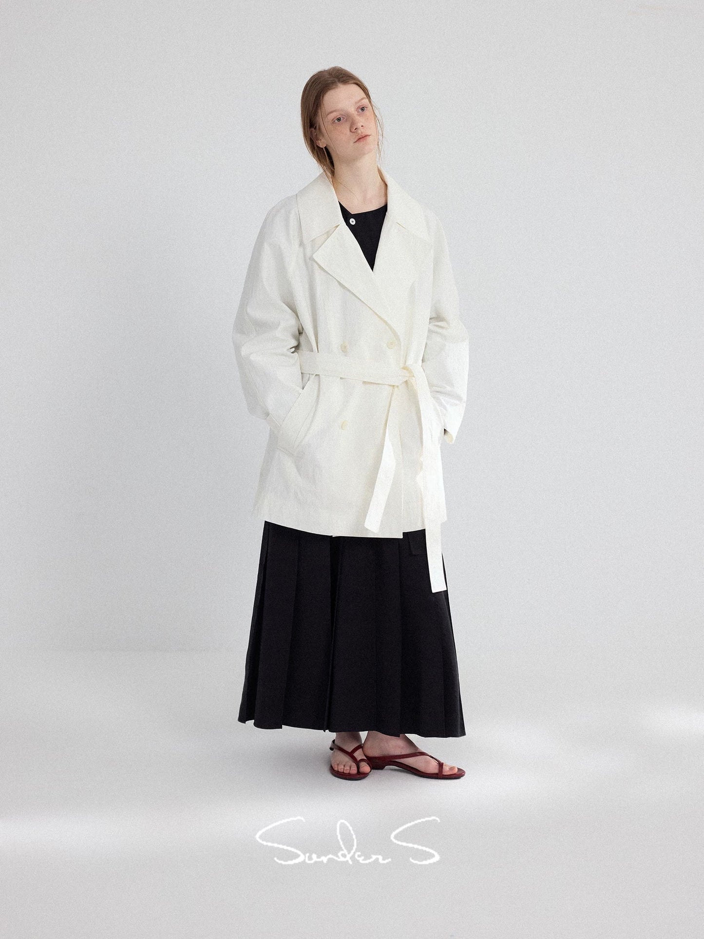 Renee Textured Trench Coat - Side