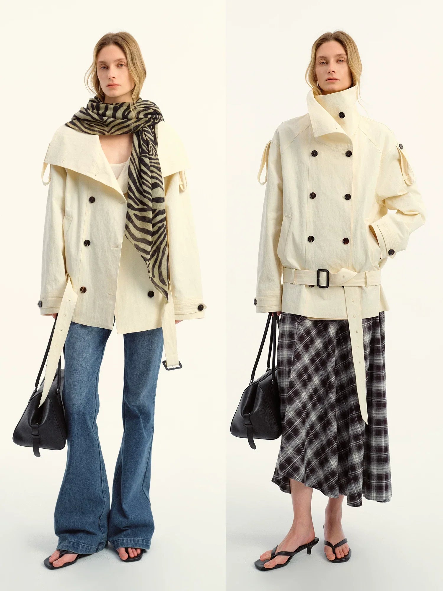 Noelle High-Collar Trench Jacket - Back