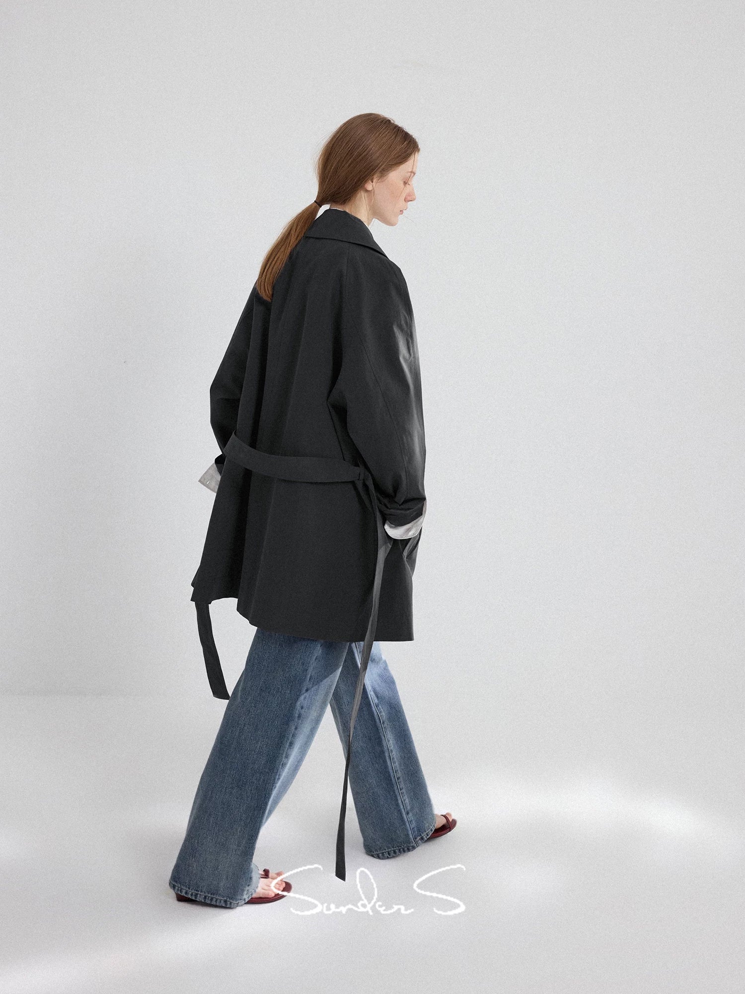 Renee Textured Trench Coat - Back