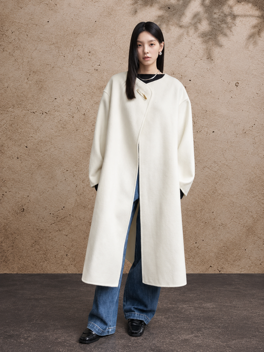 NRLA Oversized Coat Gold-Embellished Italian Cashmere