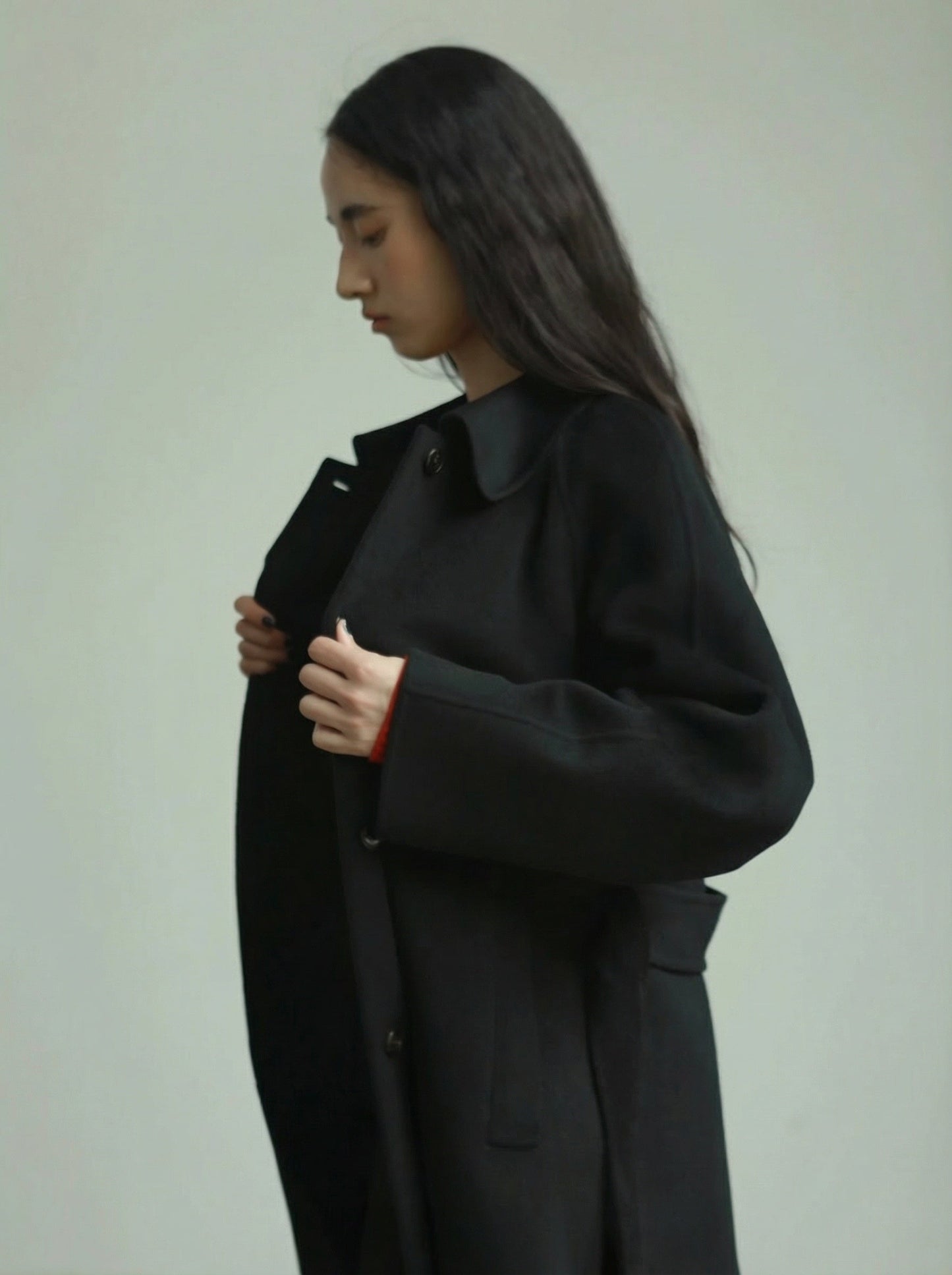 Chloe Belted Collar Coat - Black