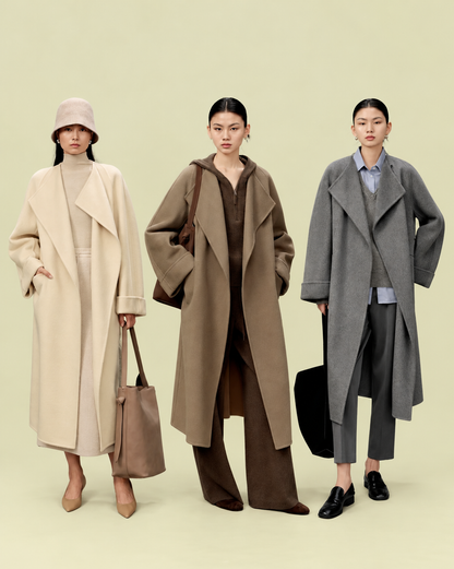 NRLA Wrap Coat Belted Australian Wool-Cashmere