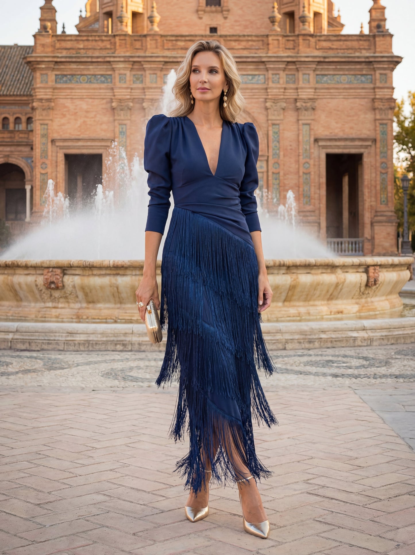 Salvia Elegant Fringe Midi Dress | Norella Boutique Boston