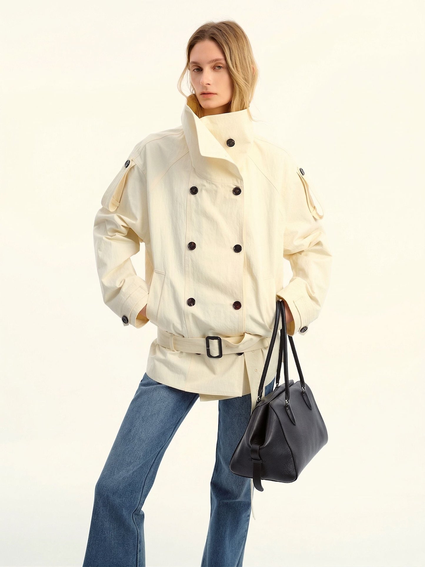 Noelle High-Collar Trench Jacket - Featured