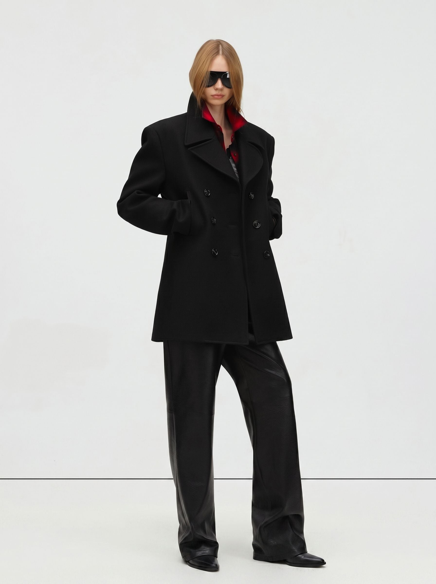 Victoria Double-Breasted Peacoat Black