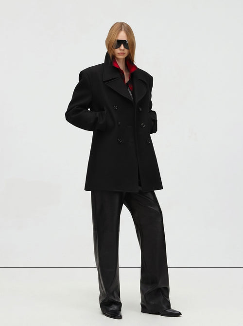 Victoria Double-Breasted Peacoat Black