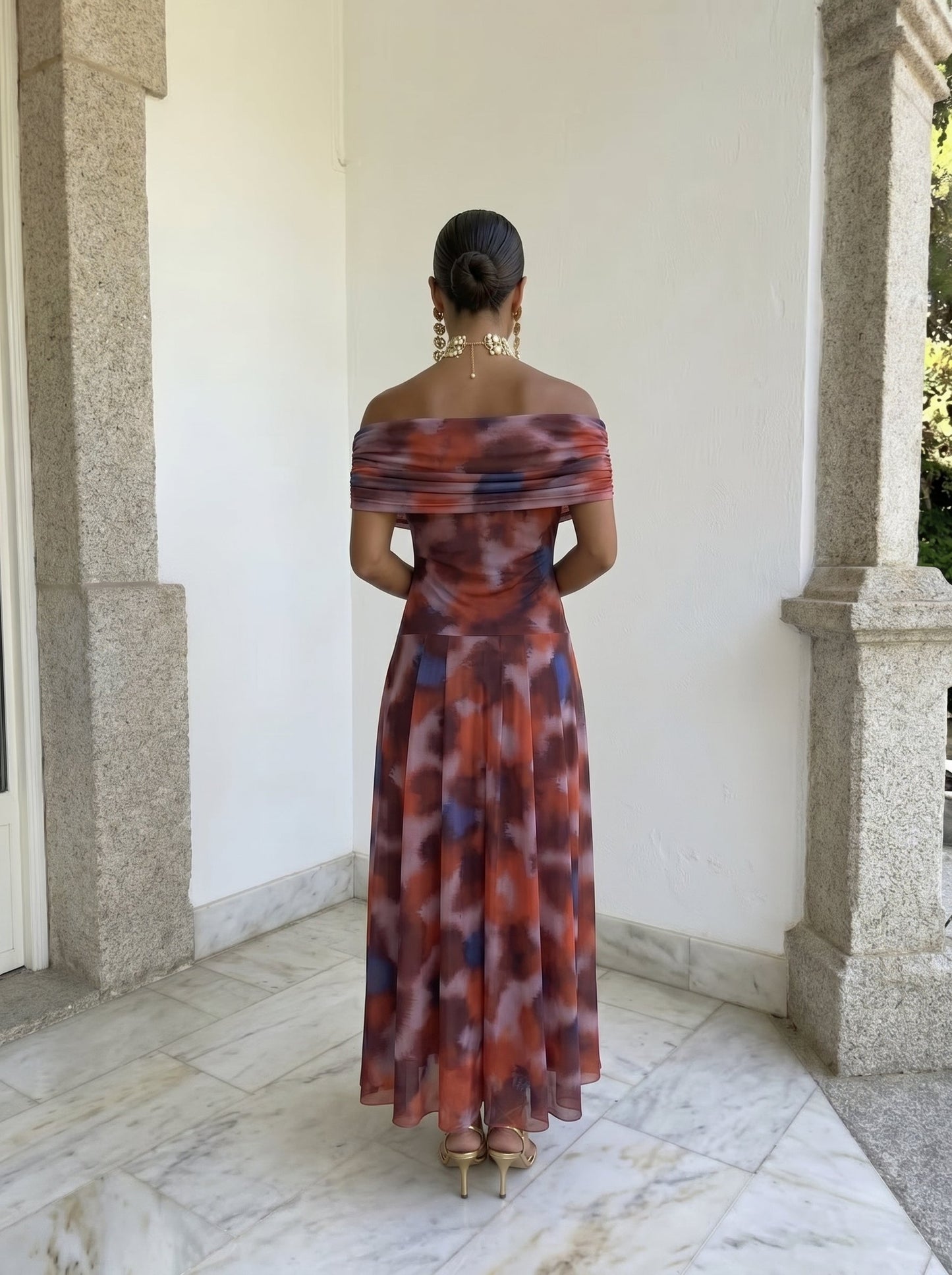 Toledo Printed One-Shoulder Flowy Midi Dress | Norella Boutique Boston