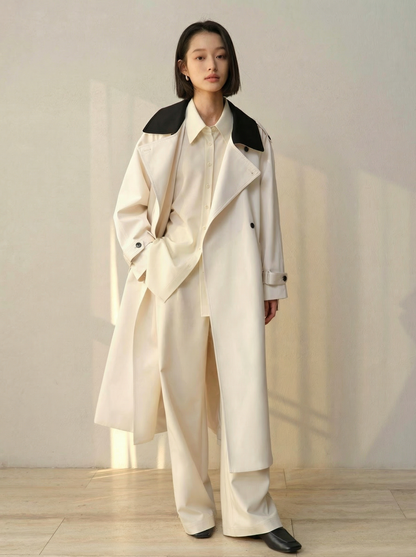 Claudette Contrast Collar Trench Coat - Detail