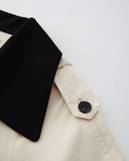 Claudette Contrast Collar Trench Coat - Lifestyle