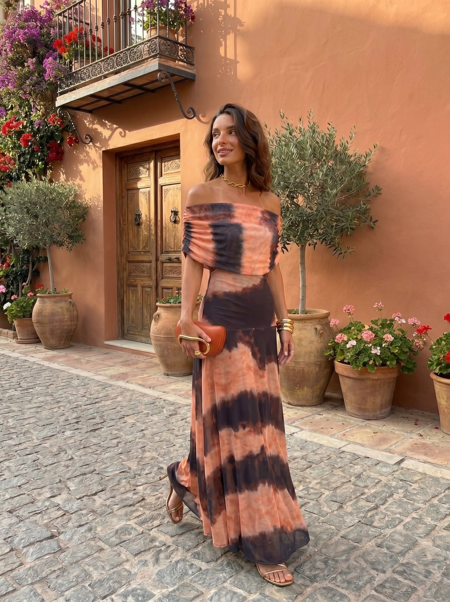 Toledo Printed One-Shoulder Flowy Midi Dress | Norella Boutique Boston