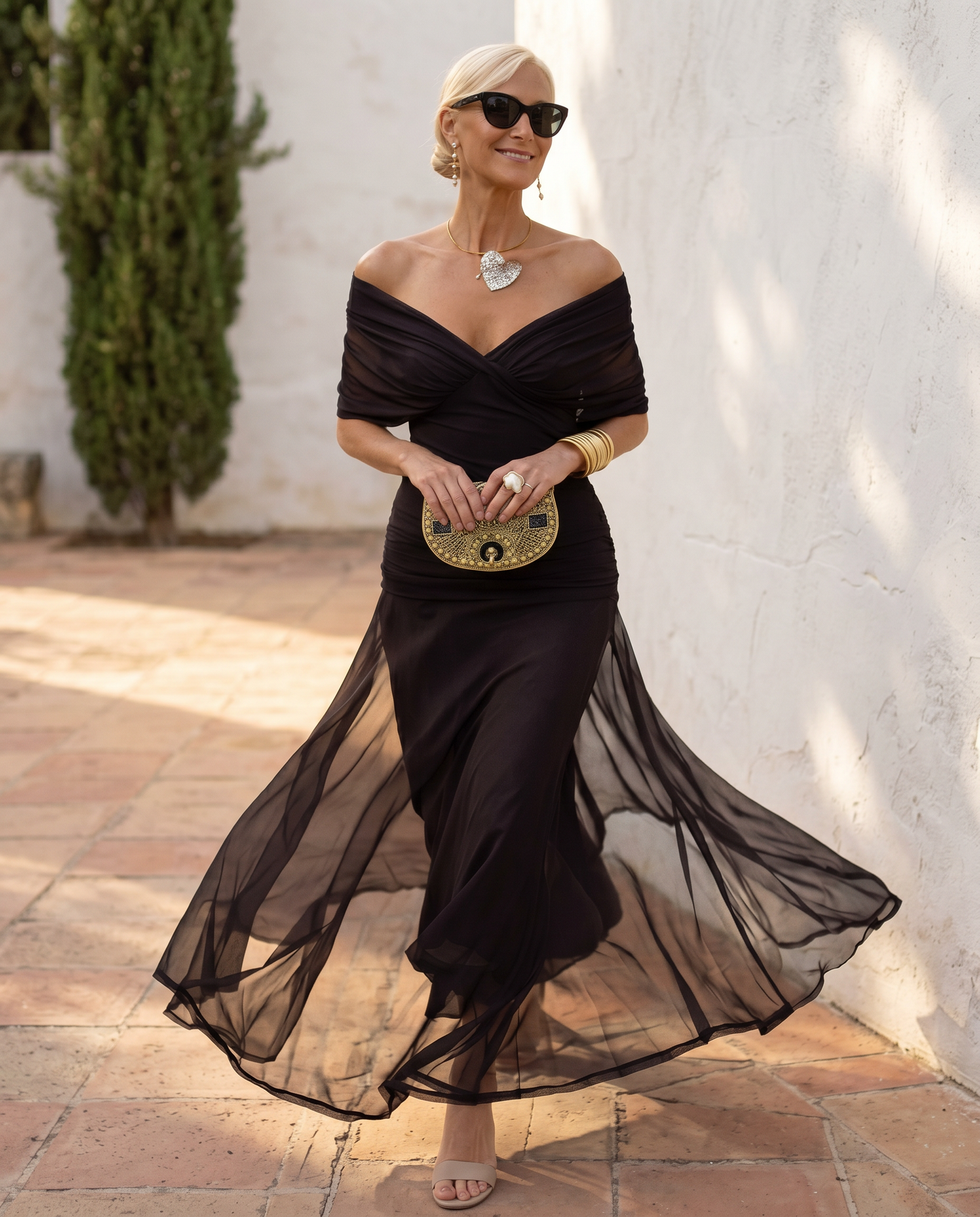 Elegant V-Neck Pleated Waist Party Maxi Dress | Norella Boutique Boston