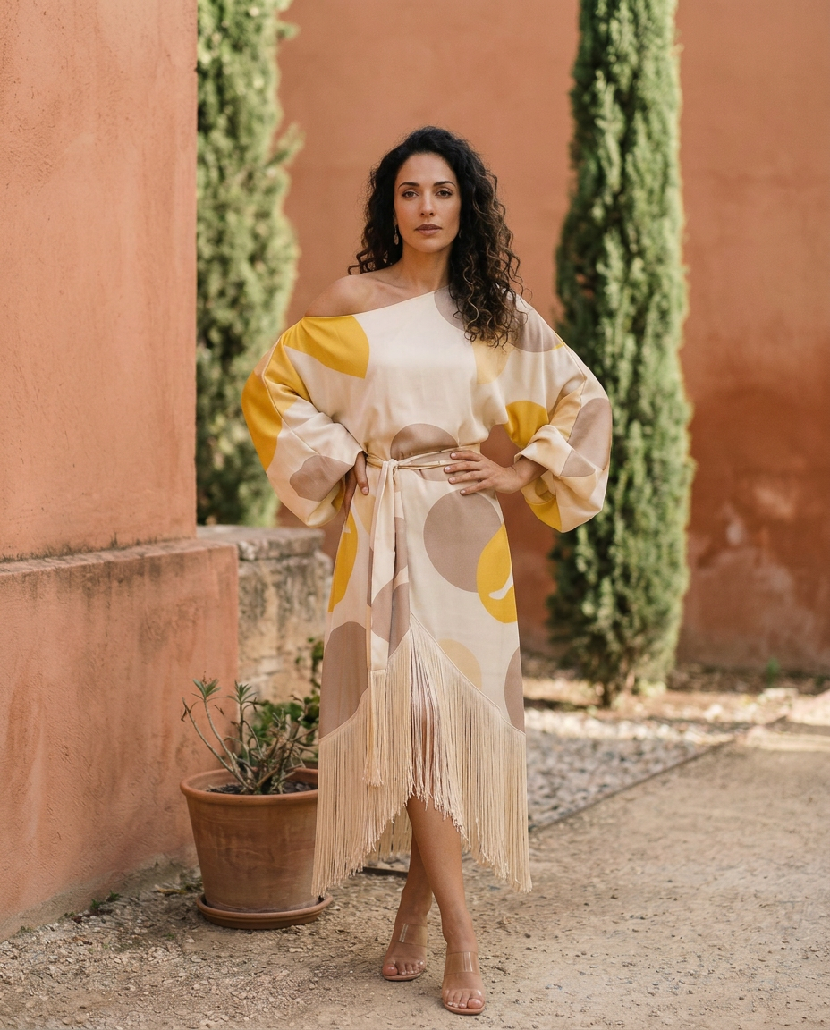 Daniela Yellow Fringe Two-Piece Midi Dress Set | Norella Boutique Boston