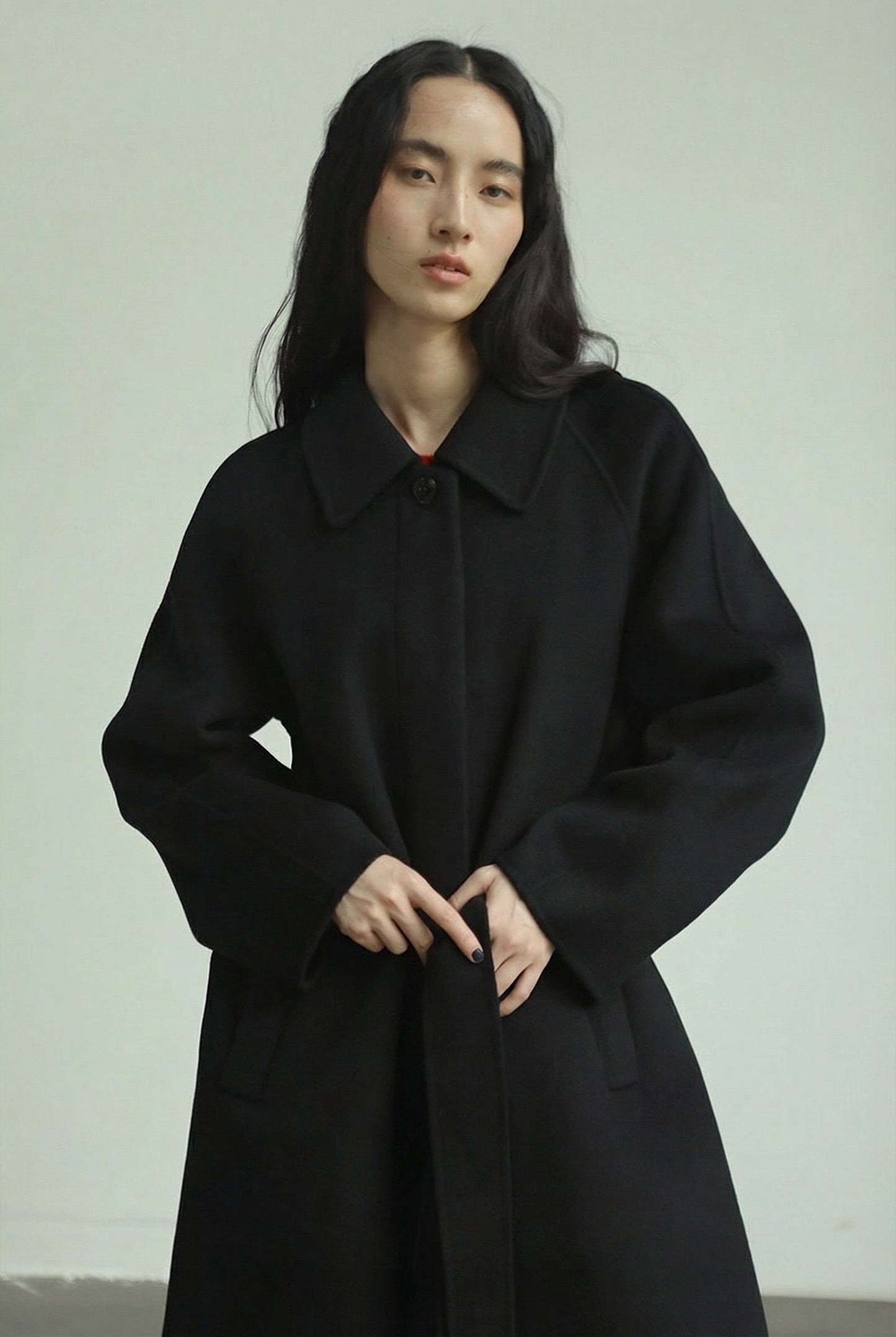 Chloe Belted Collar Coat - Black