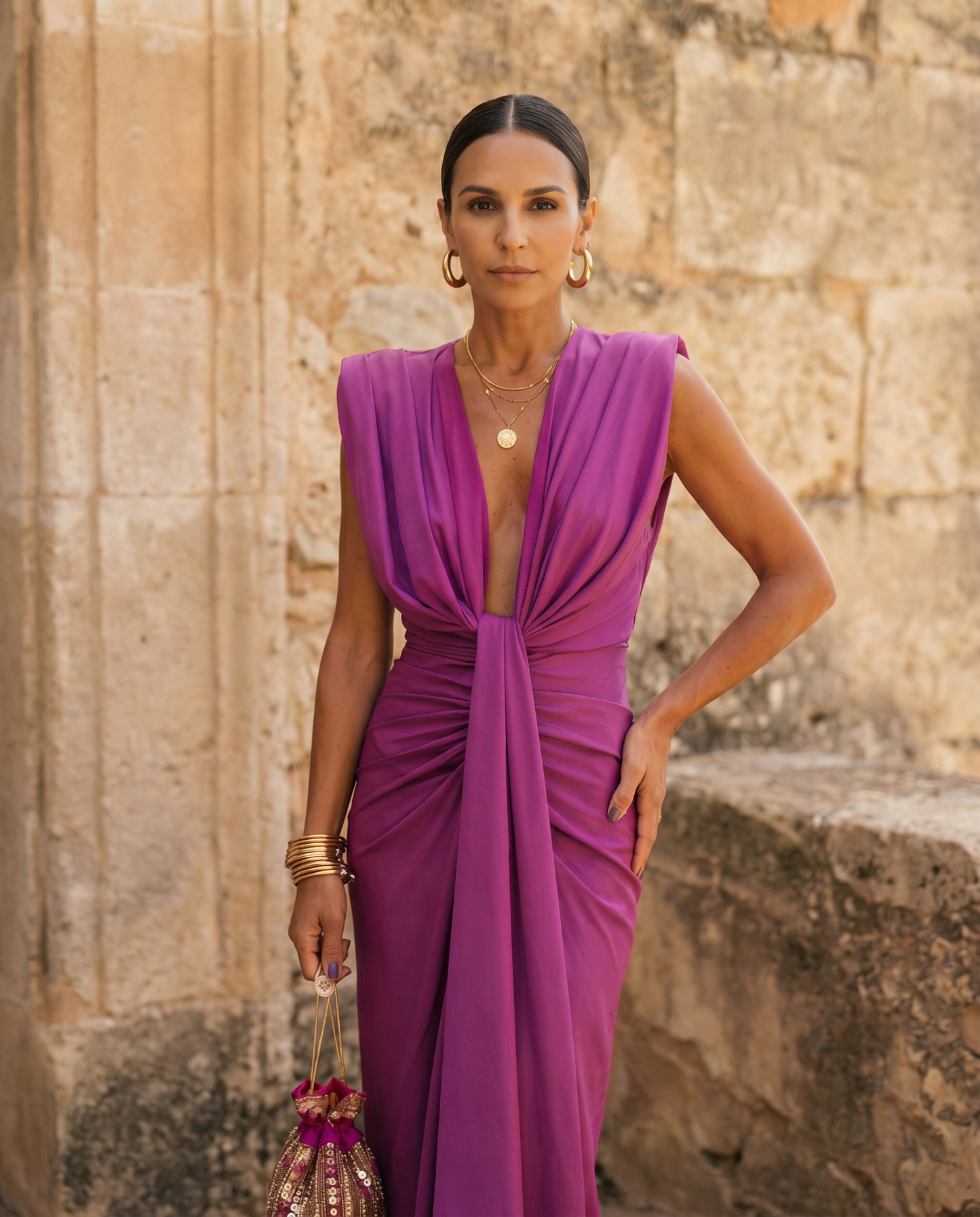 Selena Draped Satin Midi Dress | Norella Boutique Boston