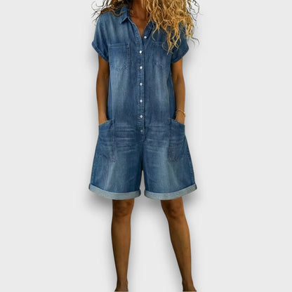 Ottoline | Vintage Cotton Denim-Look Wide-Leg Overall
