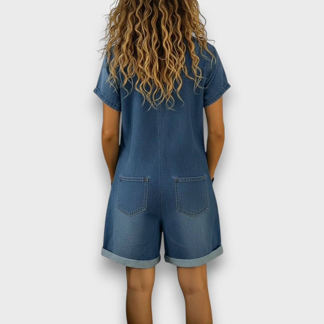 Ottoline | Vintage Cotton Denim-Look Wide-Leg Overall