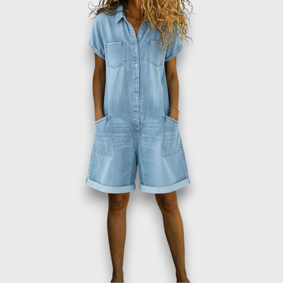 Ottoline | Vintage Cotton Denim-Look Wide-Leg Overall