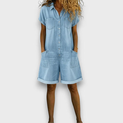 Ottoline | Vintage Cotton Denim-Look Wide-Leg Overall