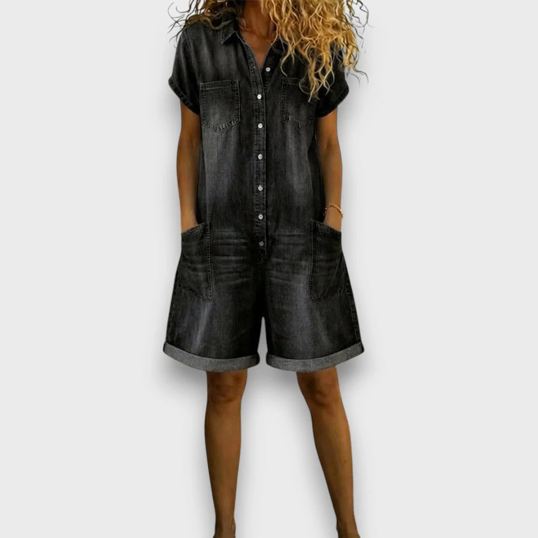 Ottoline | Vintage Cotton Denim-Look Wide-Leg Overall