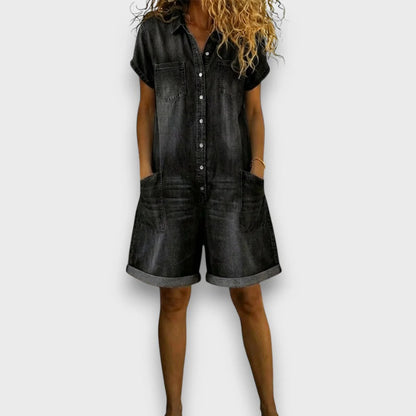 Ottoline | Vintage Cotton Denim-Look Wide-Leg Overall