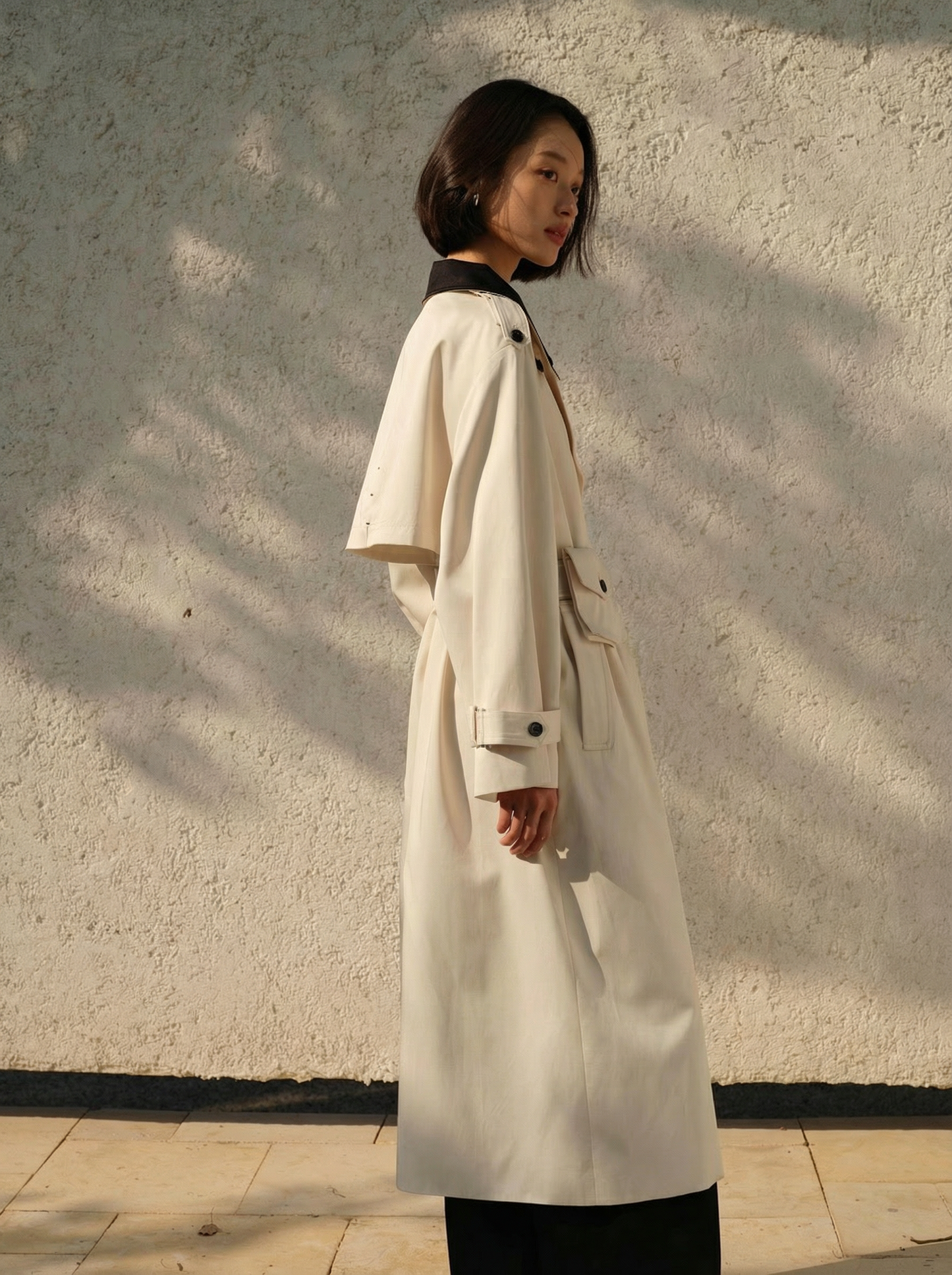 Claudette Contrast Collar Trench Coat - Back View