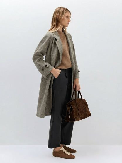 Rosalie Herringbone Double-Breasted Coat
