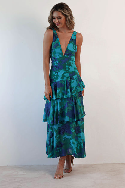 Eva Tiered Ruffle Flowy Midi Dress | Norella Boutique Boston