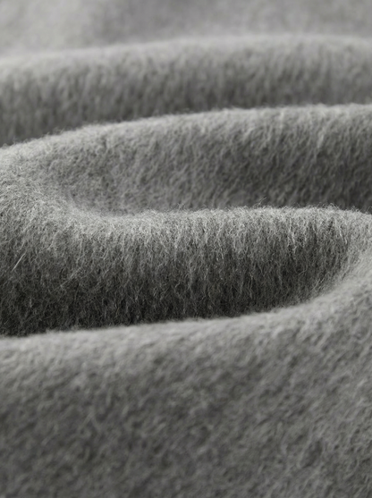 Helena | Heather Grey Overcoat | Belted Double-Breasted Long Coat with Notch Lapels