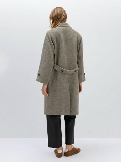Rosalie Herringbone Double-Breasted Coat